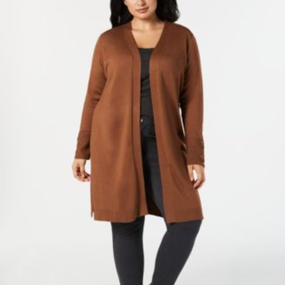 JM COLLECTION-MMG LACE UP SLV DUSTER, 1X, 2X, 3X, 4x
